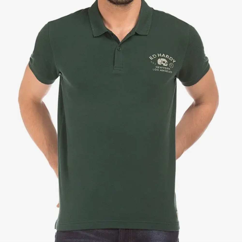 NWT Ed Hardy Green Short Sleeve Polo Shirt